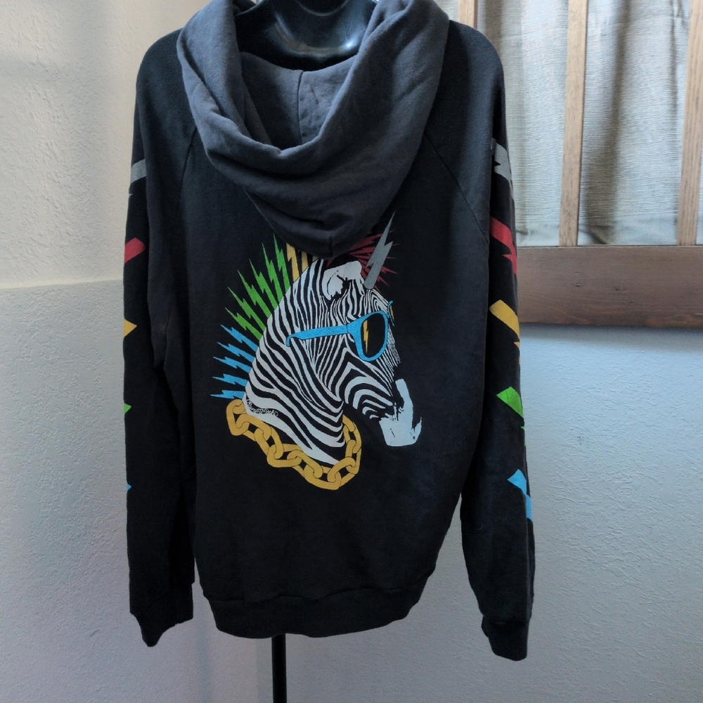 ✨ Lauren Moshi Lightweight Thermal Zebra Lightning Rainbow Hoodie Size L - Picture 8 of 8